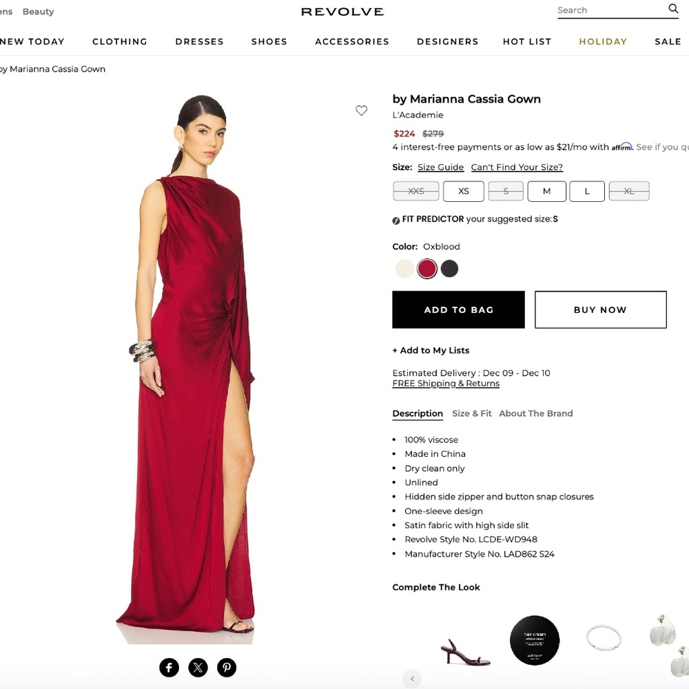 OXBLOOD One-sleeve by Marianna Cassia Gown from REVOLVE